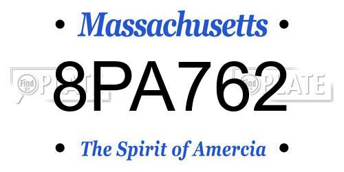 8PA762 Massachusetts License Plate