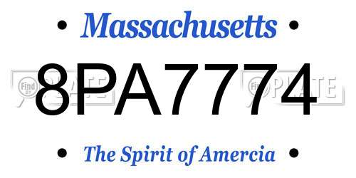 8PA7774 Massachusetts License Plate