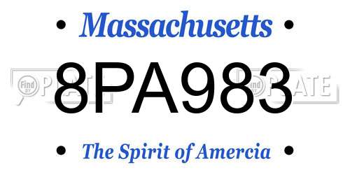 8PA983 Massachusetts License Plate
