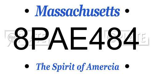 8PAE484 Massachusetts License Plate