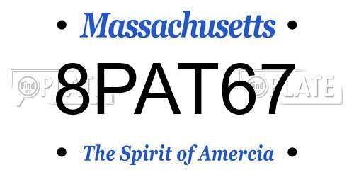 8PAT67 Massachusetts License Plate