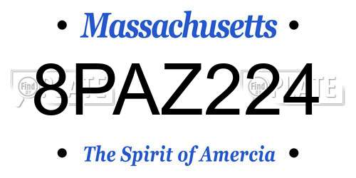 8PAZ224 Massachusetts License Plate