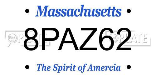 8PAZ62 Massachusetts License Plate