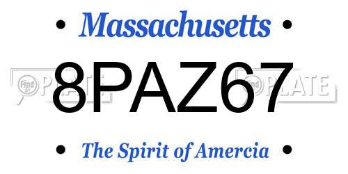 8PAZ67 Massachusetts License Plate