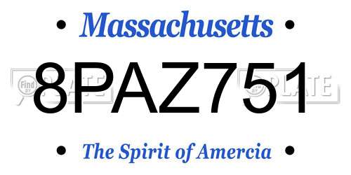 8PAZ751 Massachusetts License Plate