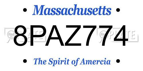 8PAZ774 Massachusetts License Plate