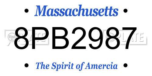 8PB2987 Massachusetts License Plate