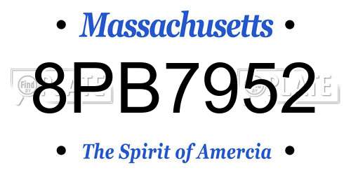 8PB7952 Massachusetts License Plate