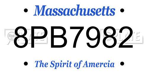 8PB7982 Massachusetts License Plate