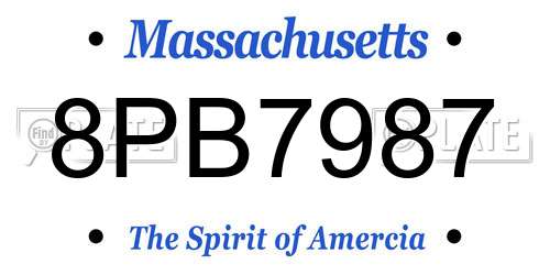 8PB7987 Massachusetts License Plate