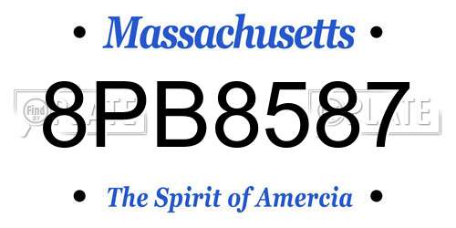 8PB8587 Massachusetts License Plate