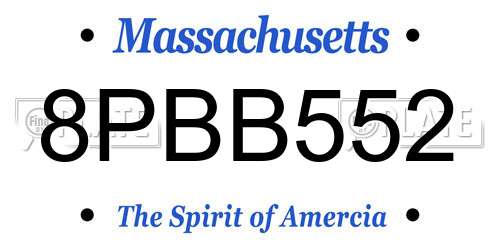 8PBB552 Massachusetts License Plate