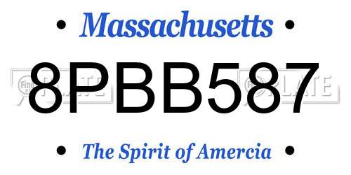 8PBB587 Massachusetts License Plate
