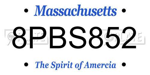 8PBS852 Massachusetts License Plate