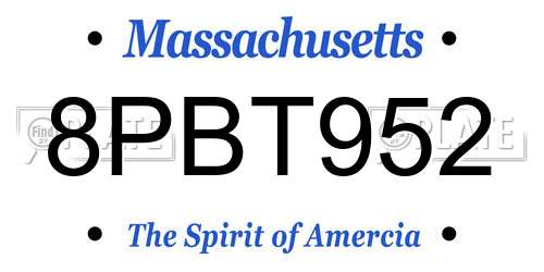 8PBT952 Massachusetts License Plate
