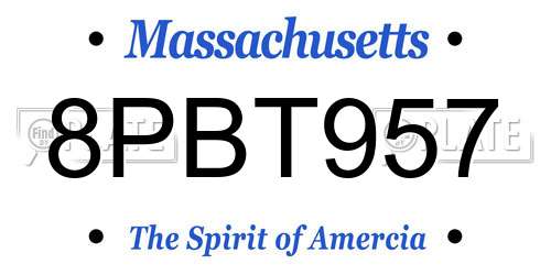 8PBT957 Massachusetts License Plate