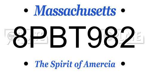 8PBT982 Massachusetts License Plate