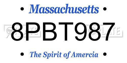 8PBT987 Massachusetts License Plate
