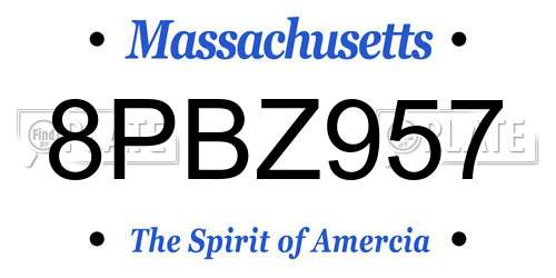 8PBZ957 Massachusetts License Plate