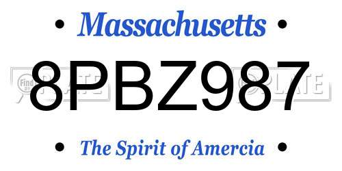 8PBZ987 Massachusetts License Plate