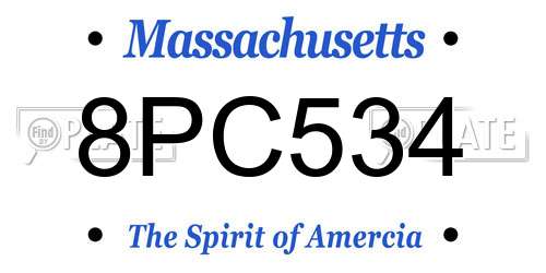 8PC534 Massachusetts License Plate
