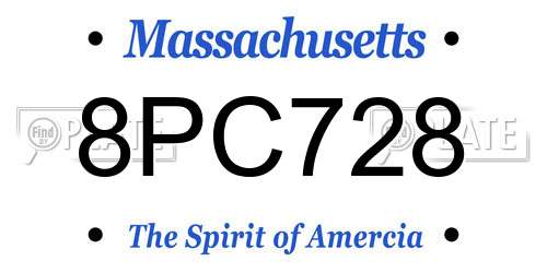 8PC728 Massachusetts License Plate