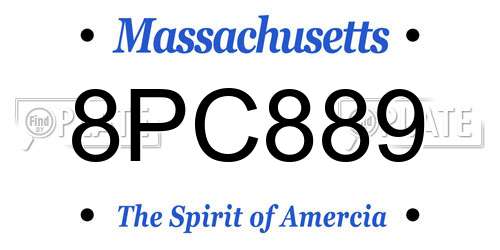 8PC889 Massachusetts License Plate
