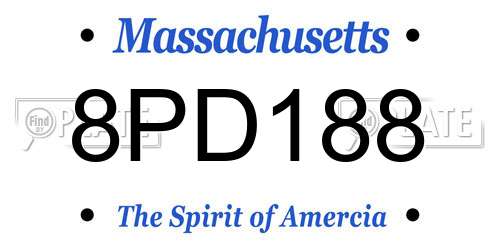 8PD188 Massachusetts License Plate