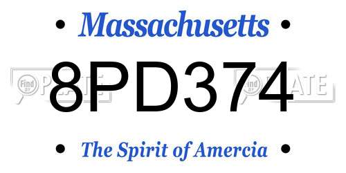 8PD374 Massachusetts License Plate