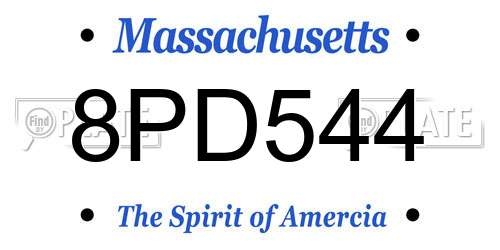 8PD544 Massachusetts License Plate