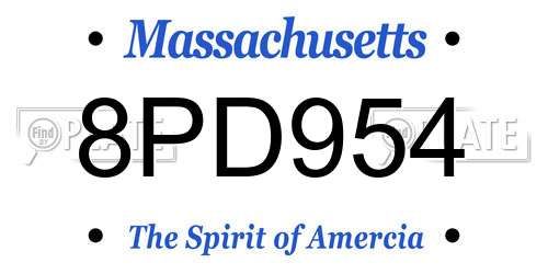 8PD954 Massachusetts License Plate
