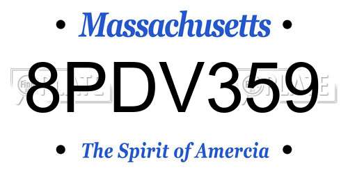 8PDV359 Massachusetts License Plate