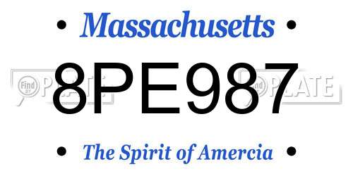 8PE987 Massachusetts License Plate