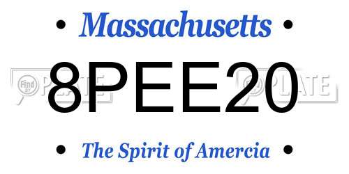 8PEE20 Massachusetts License Plate