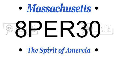 8PER30 Massachusetts License Plate