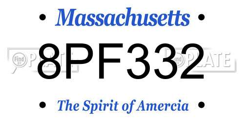 8PF332 Massachusetts License Plate