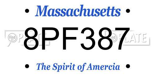 8PF387 Massachusetts License Plate