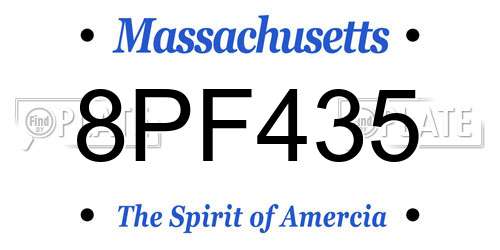 8PF435 Massachusetts License Plate