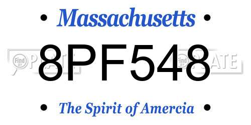8PF548 Massachusetts License Plate