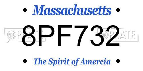 8PF732 Massachusetts License Plate