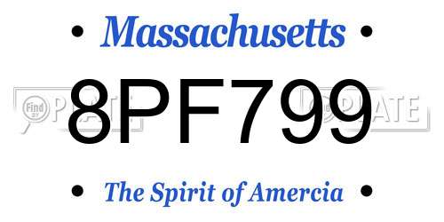 8PF799 Massachusetts License Plate
