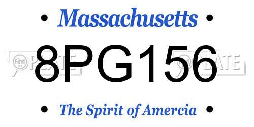 8PG156 Massachusetts License Plate