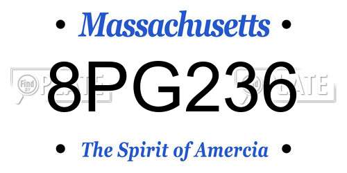 8PG236 Massachusetts License Plate