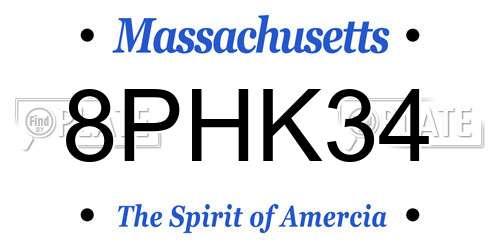 8PHK34 Massachusetts License Plate