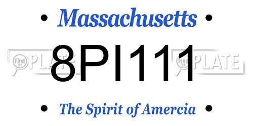 8PI111 Massachusetts License Plate