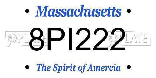 8PI222 Massachusetts License Plate
