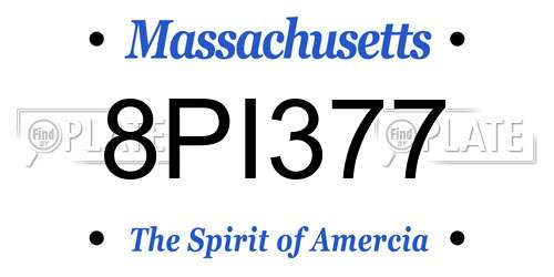 8PI377 Massachusetts License Plate