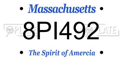 8PI492 Massachusetts License Plate