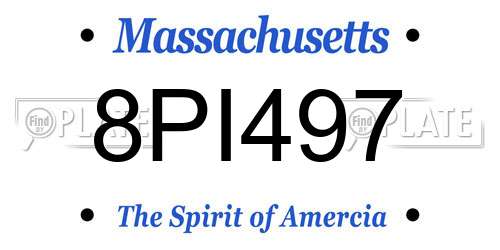 8PI497 Massachusetts License Plate