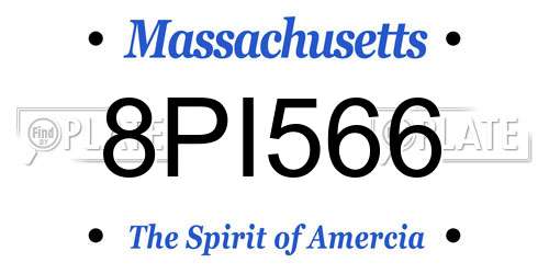 8PI566 Massachusetts License Plate